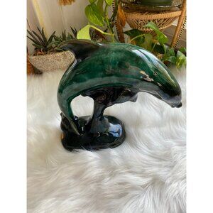 Vintage canuck canadian pottery dolphin ceramic drip glaze